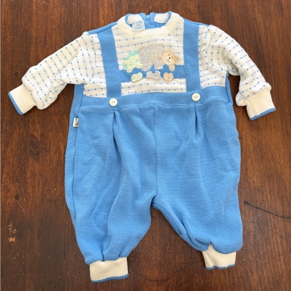 Vintage 90s B Z Bee Jungle Overalls Coveralls Jumpsuit Romper Size 3-6 Months - Picture 1 of 5